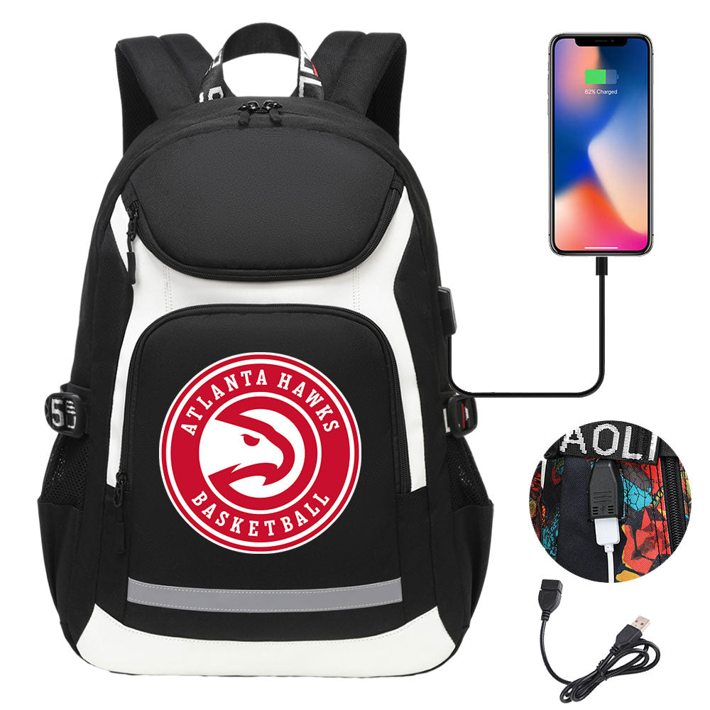 Atlanta Hawks Backpack School Notebook Travel Bags With USB