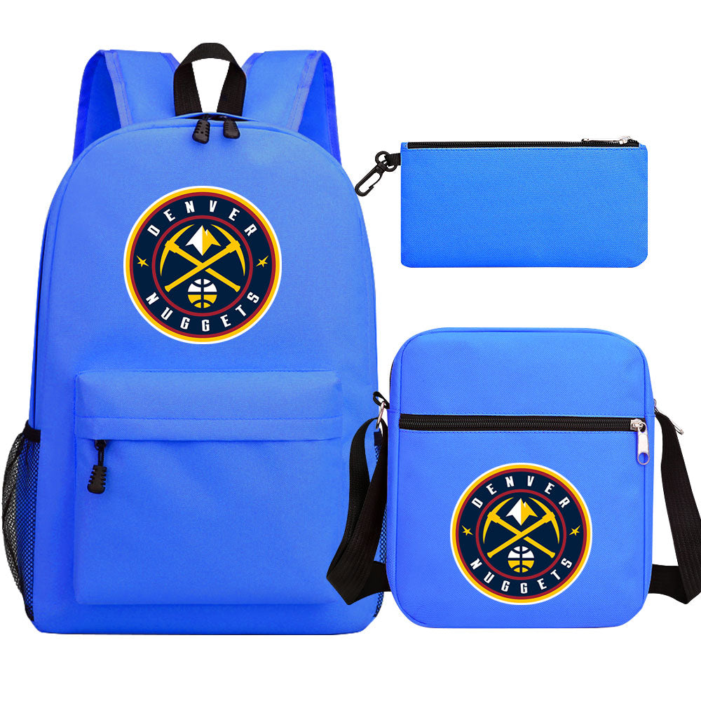Denver Nuggets Basketball School Backpack Shoulder Bag Pencil Bags 3pcs Set