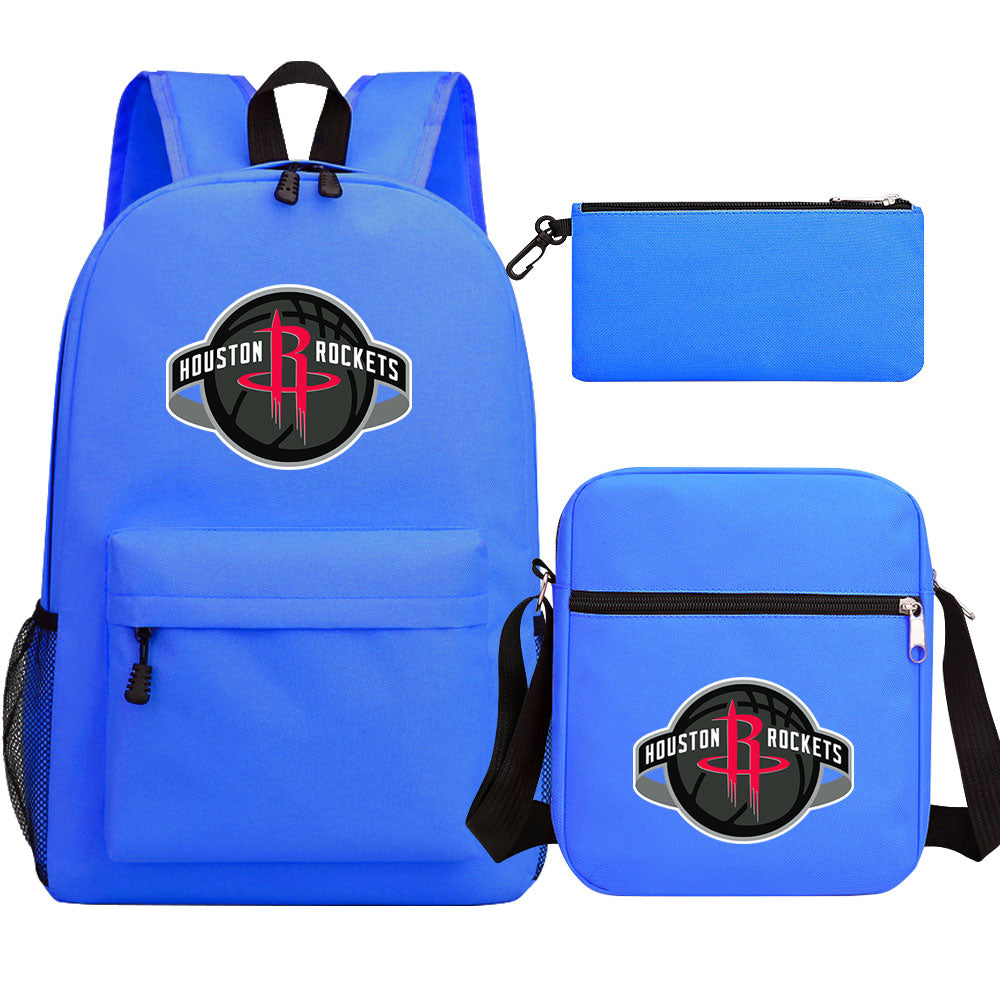 Houston Rockets Basketball School Backpack Shoulder Bag Pencil Bags 3pcs Set