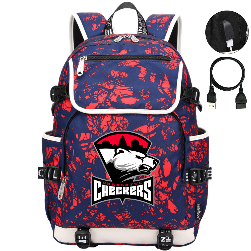 Charlotte Checkers Hockey League Backpack School Notebook Travel Bag