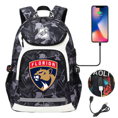 Florida Panthers Hockey League Backpack School Notebook Travel Bags With USB