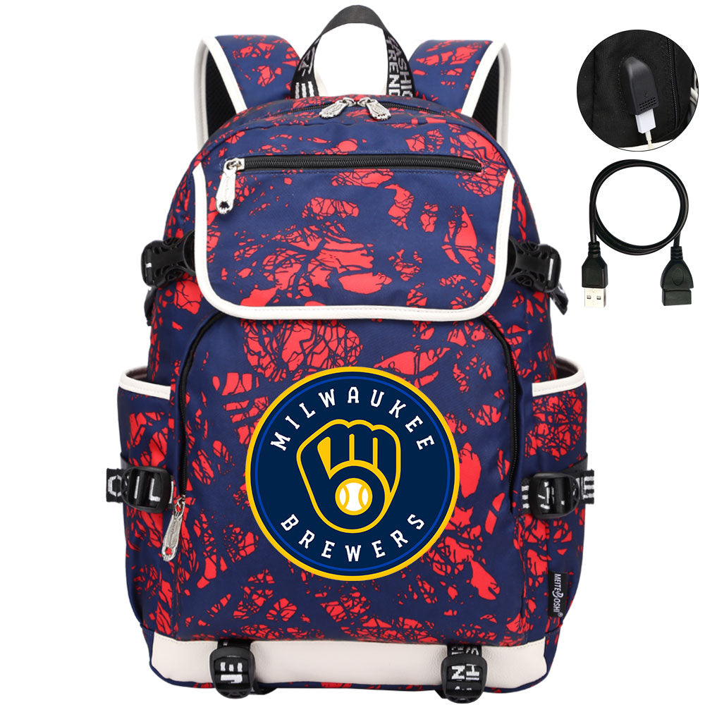 Milwaukee Brewers Backpack School Notebook Travel Bags