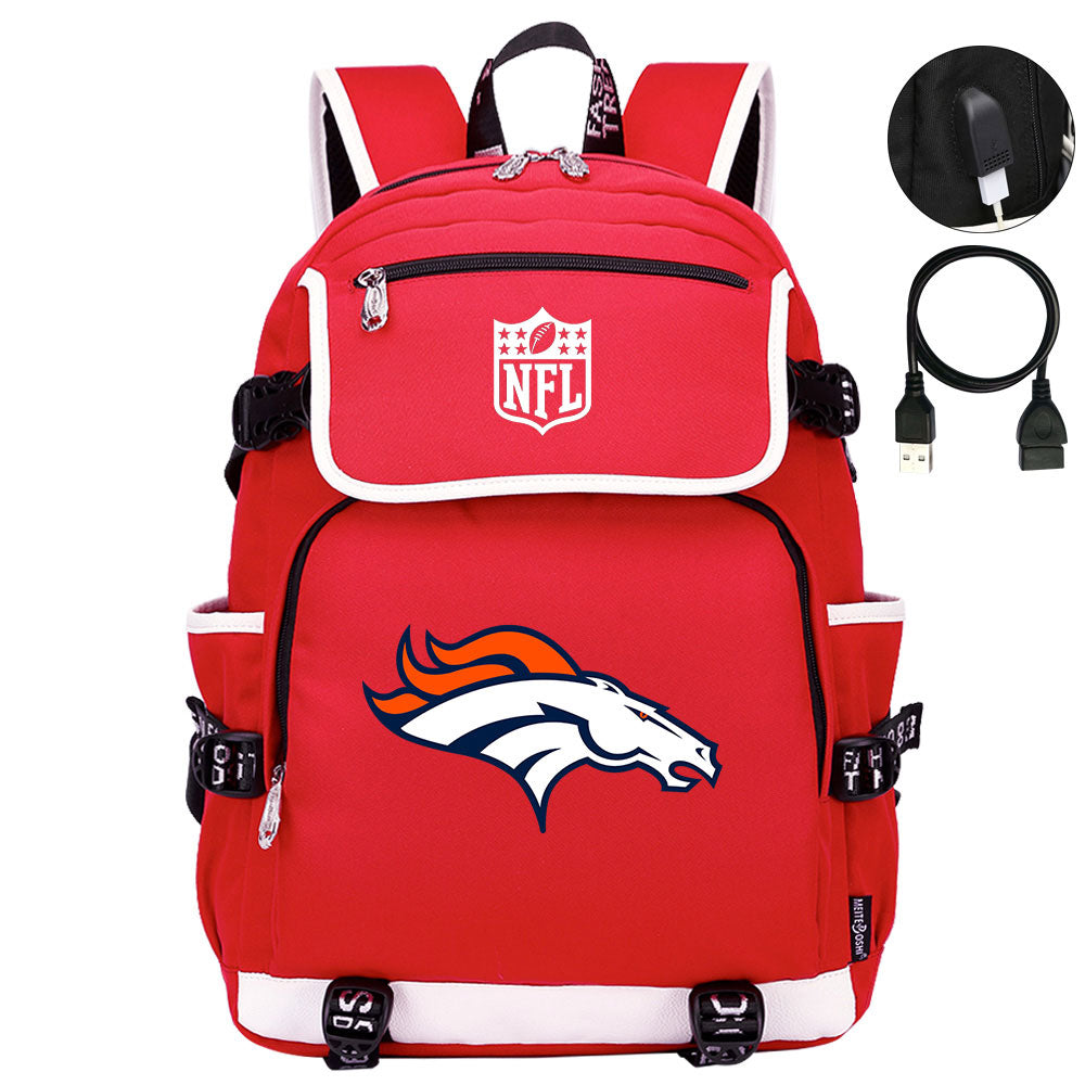 Denver Broncos Football Team Rugby Backpack School Notebook Travel Bag