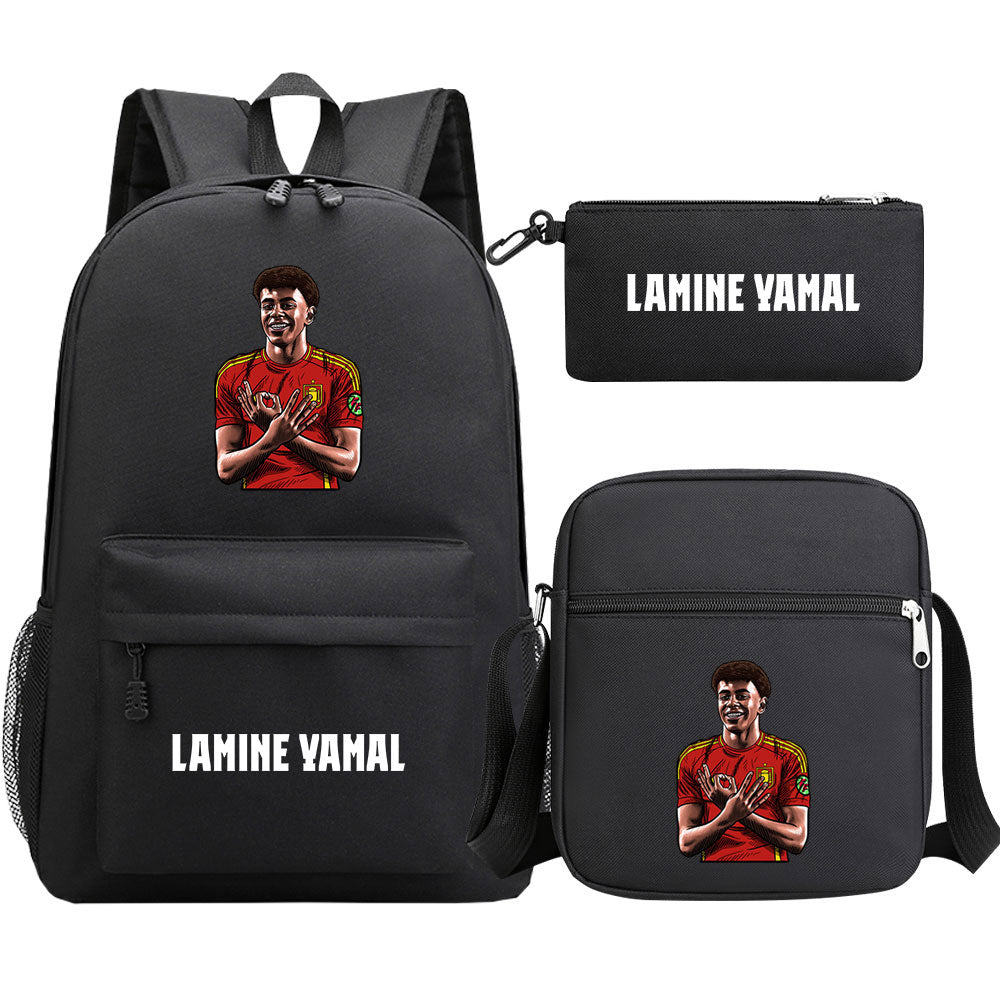 Lamine Yamal Football Player School Backpack Shoulder Bag Pencil Bags 3pcs Set