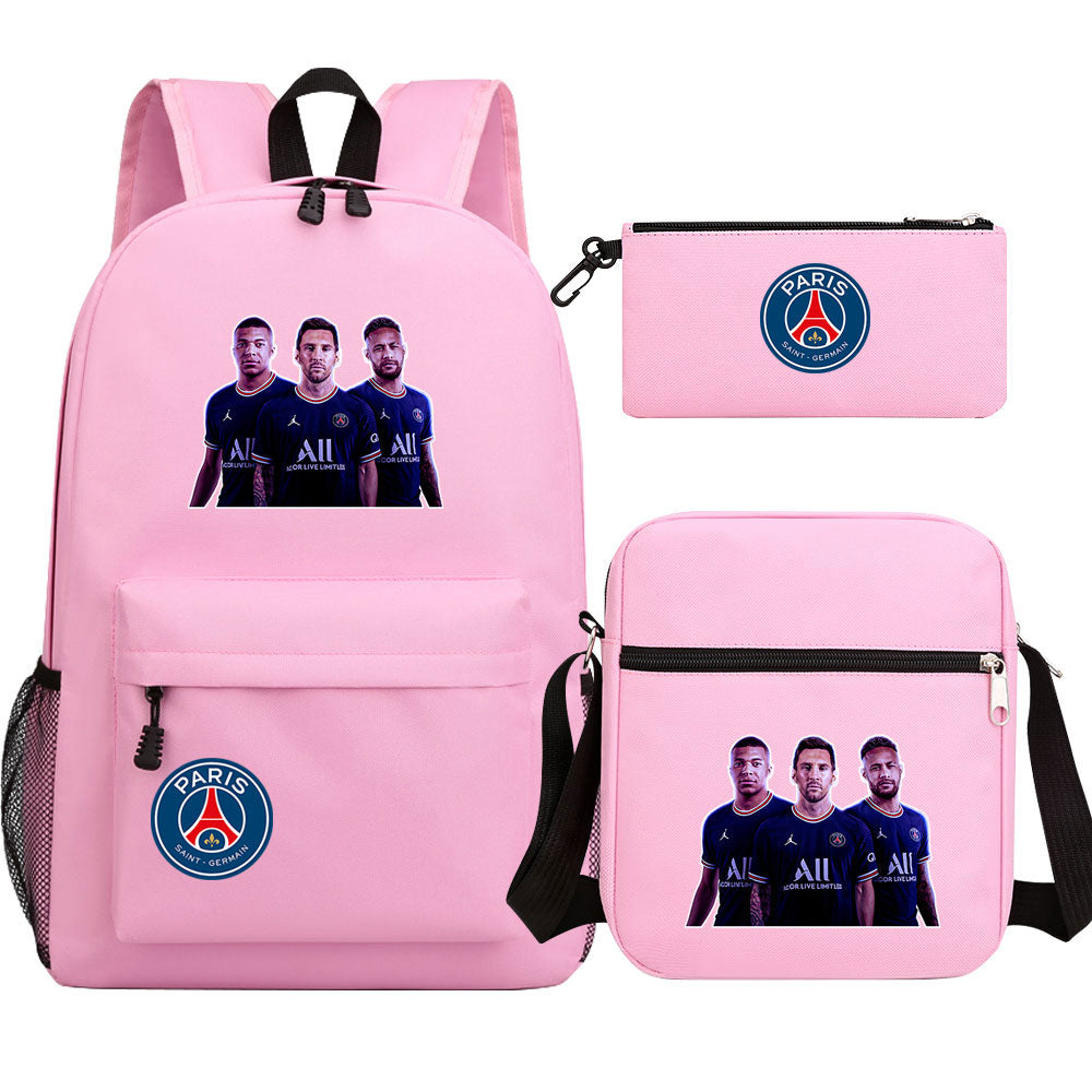 Mbappe Football Player Football Player School Backpack Shoulder Bag Pencil Bags 3pcs Set
