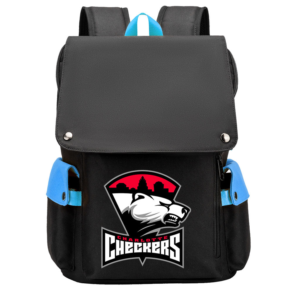 Charlotte Checkers Hockey Team School Backpack Oxford Laptop Bag