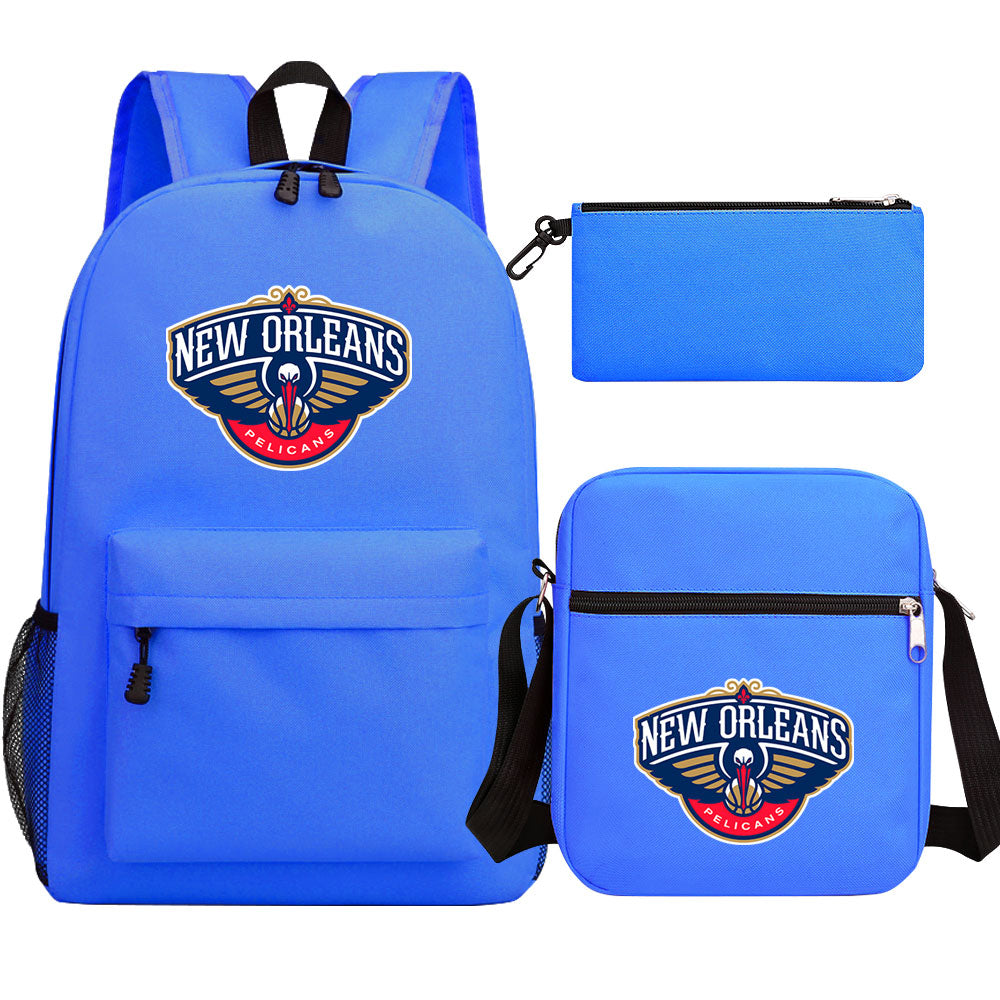 New Orleans Basketball School Backpack Shoulder Bag Pencil Bags 3pcs Set