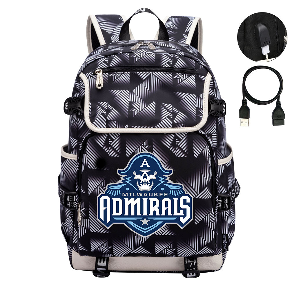 Milwaukee Admirals Hockey League Backpack School Notebook Travel Bag