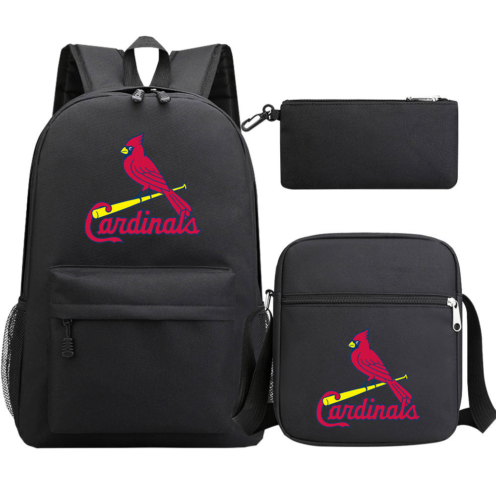 St Louis Cardinals Baseball School Backpack Shoulder Bag Pencil Bags 3pcs Set