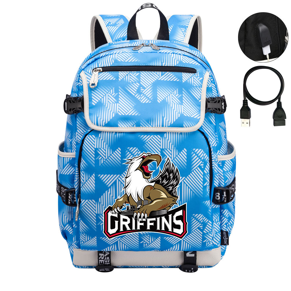 Grand Rapids Griffins Hockey League Backpack School Notebook Travel Bag