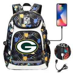 Green Bay Packers Football Rugby Backpack School Notebook Travel Bags With USB