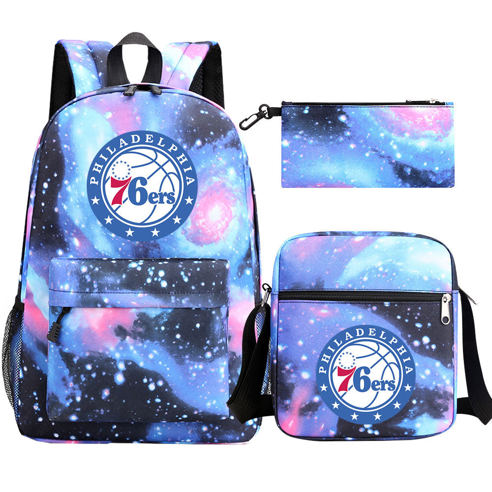 Philadelphia 76ers Basketball School Backpack Shoulder Bag Pencil Bags 3pcs Set