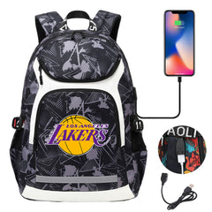 Los Angeles Lakers Backpack School Notebook Travel Bags With USB