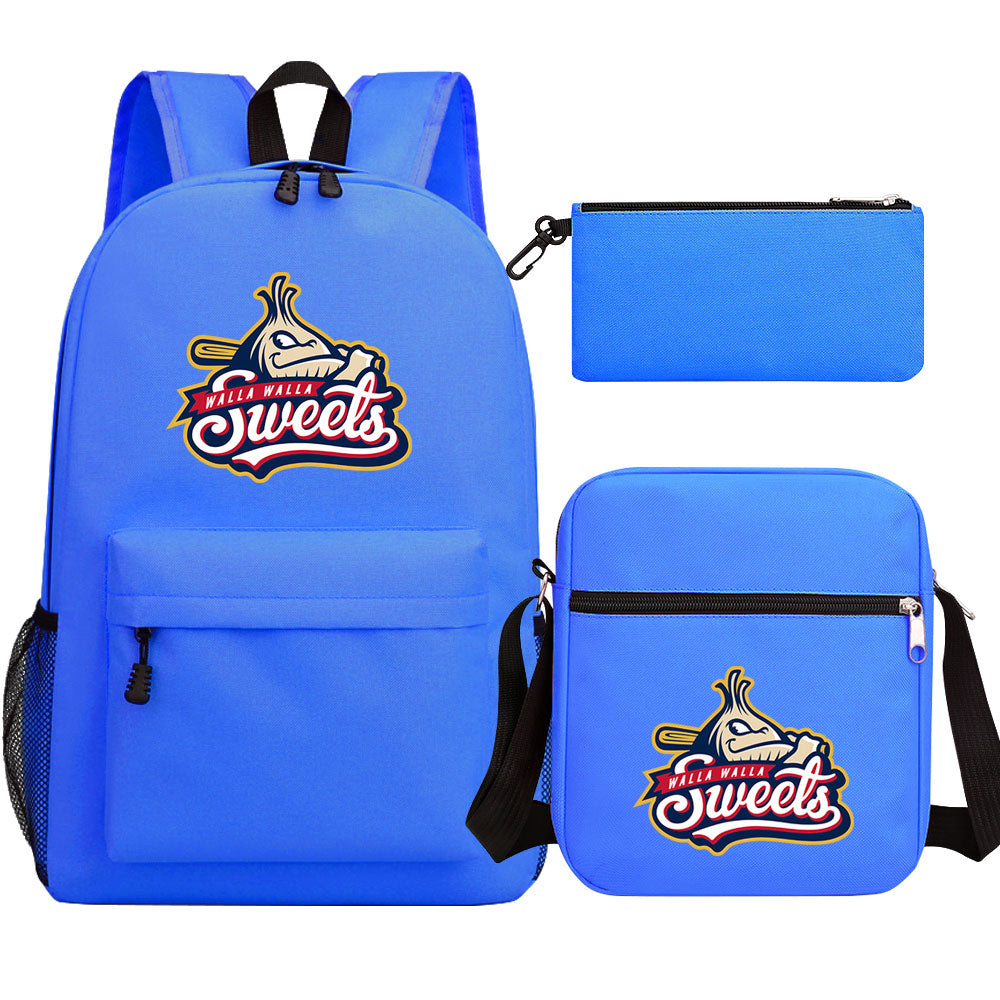 Walla Walla Sweets Baseball School Backpack Shoulder Bag Pencil Bags 3pcs Set