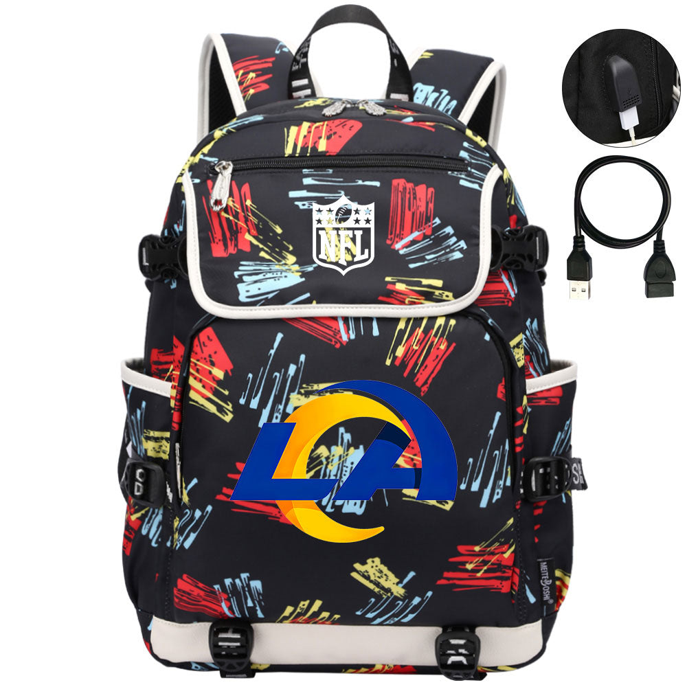 Los Angeles Rams Football Rugby Backpack School Notebook Travel Bags