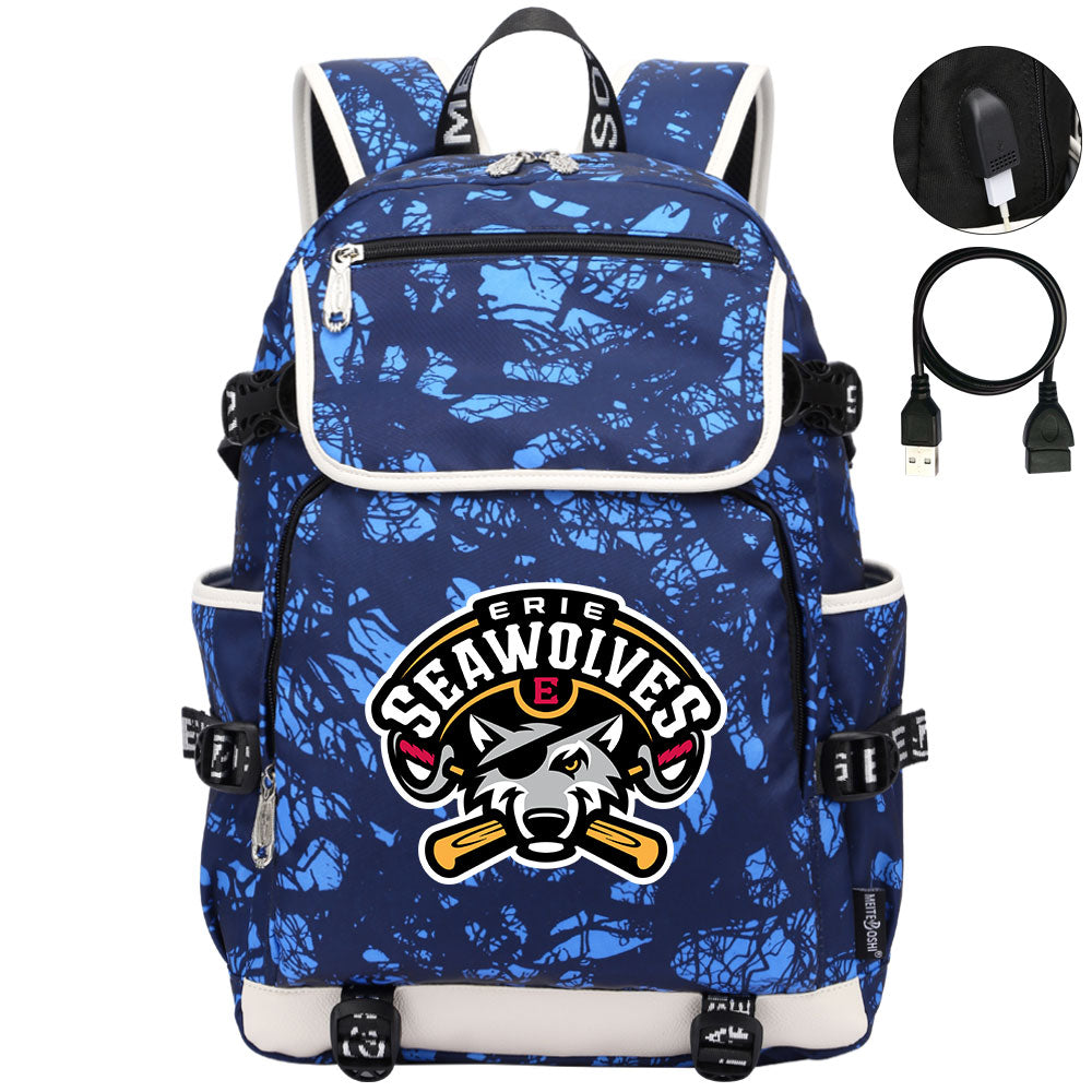 Erie SeaWolves Backpack School Notebook Travel Bags