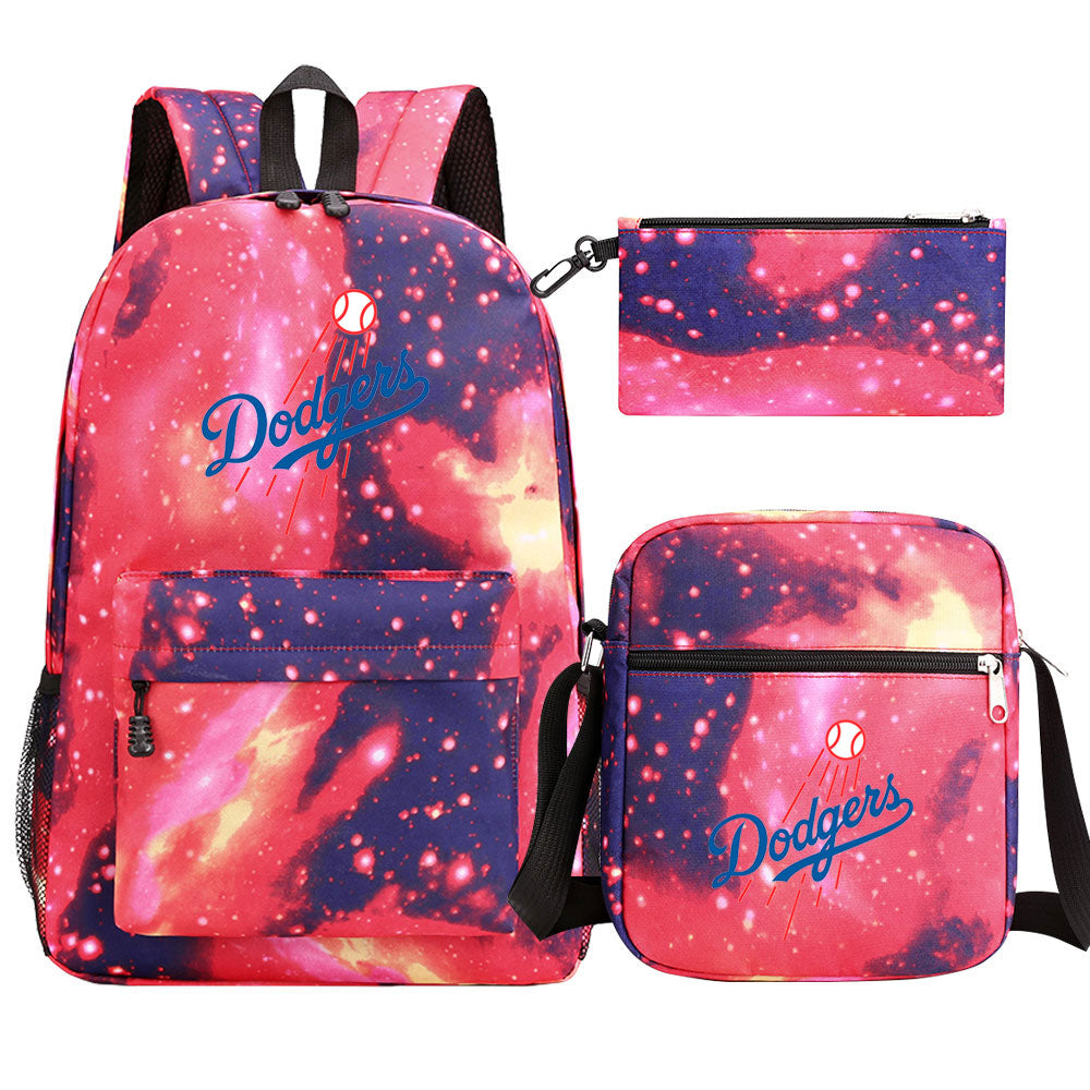 LA Dodgers Baseball School Backpack Shoulder Bag Pencil Bags 3pcs Set
