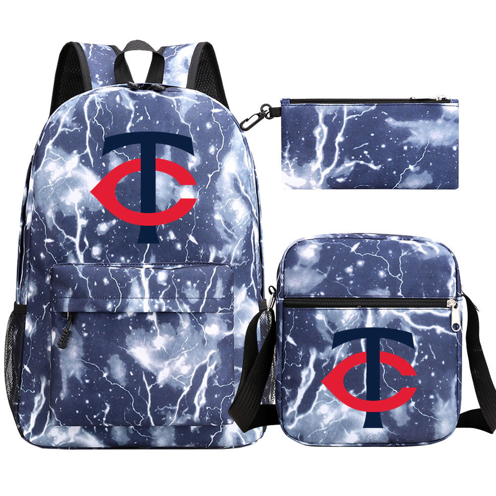 Minnesota Twins Baseball School Backpack Shoulder Bag Pencil Bags 3pcs Set