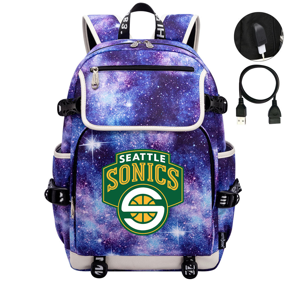 Seattle SuperSonics Backpack School Notebook Travel Bags