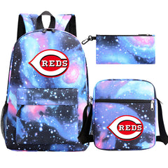 Cincinnati Reds Baseball School Backpack Shoulder Bag Pencil Bags 3pcs Set