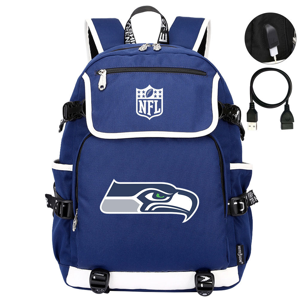 Seattle Seahawks Football Rugby Backpack School Notebook Travel Bags