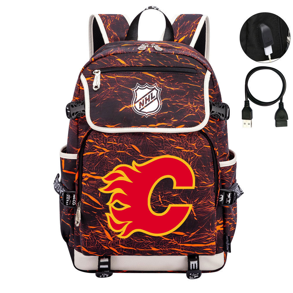 Calgary Flames Hockey League Backpack School Notebook Travel Bag