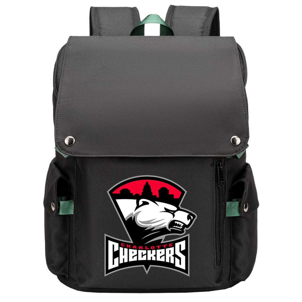 Charlotte Checkers Hockey Team School Backpack Oxford Laptop Bag