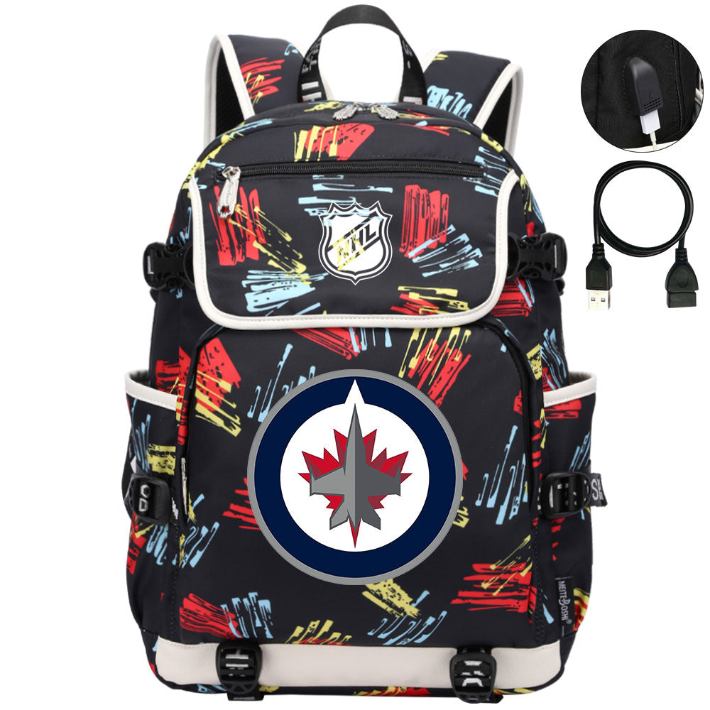 Winnipeg Jets Hockey League Backpack School Notebook Travel Bag