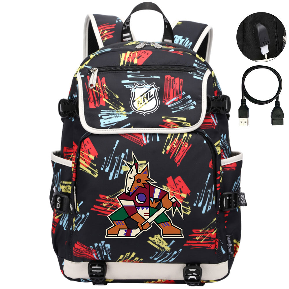 Arizona Coyotes Hockey Team Backpack School Notebook Travel Bags