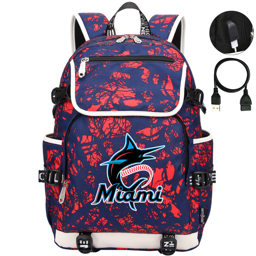 Miami Marlins Backpack School Notebook Travel Bags