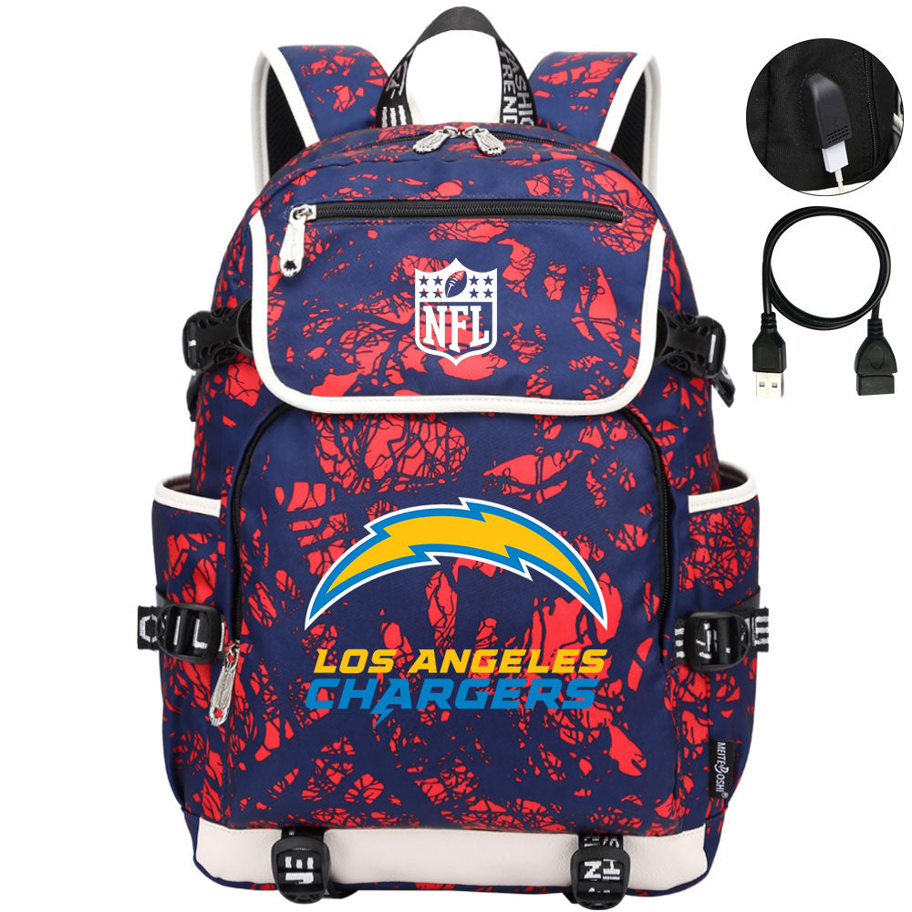 Los Angeles Chargers Football Rugby Backpack School Notebook Travel Bags