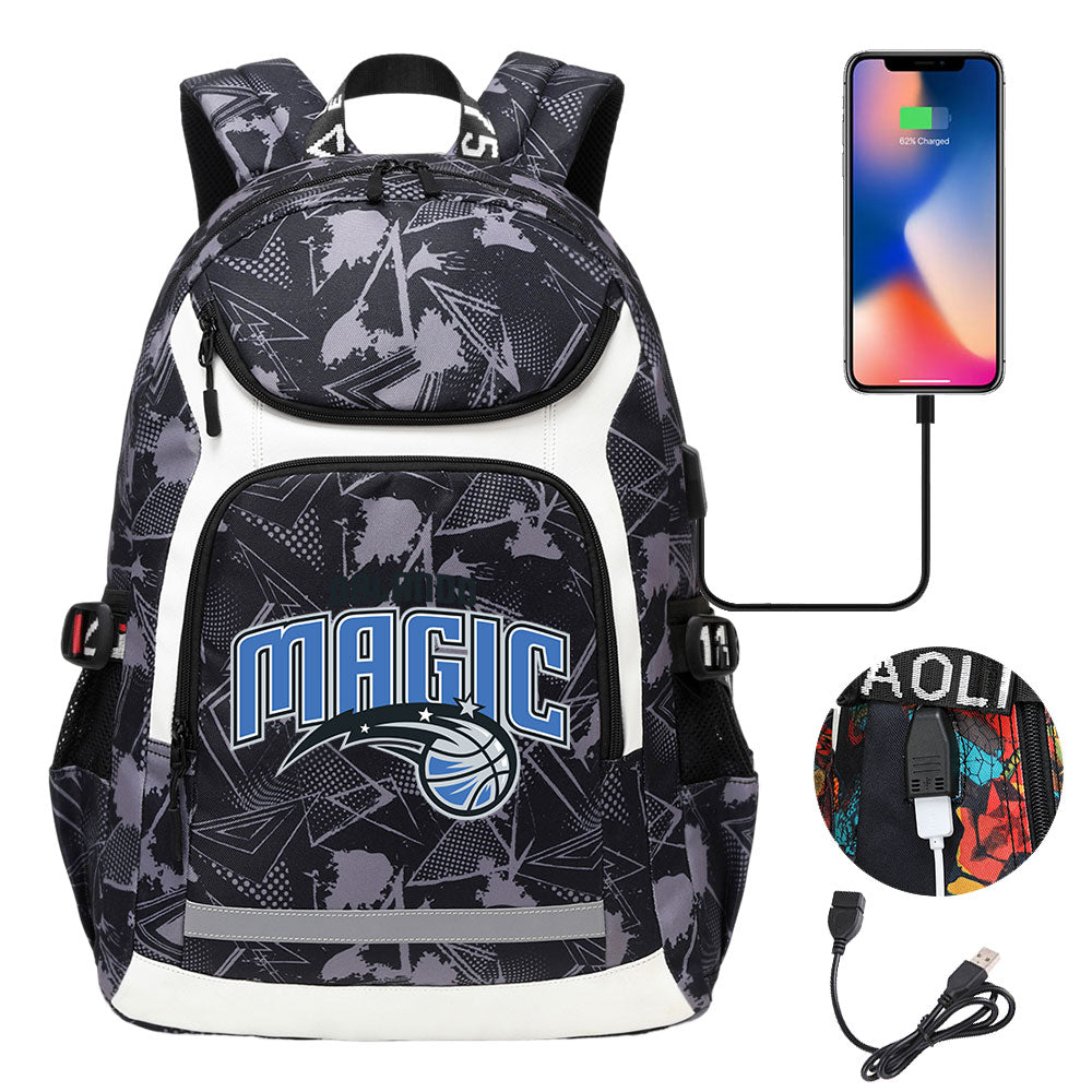 Orlando Magic Backpack School Notebook Travel Bags With USB