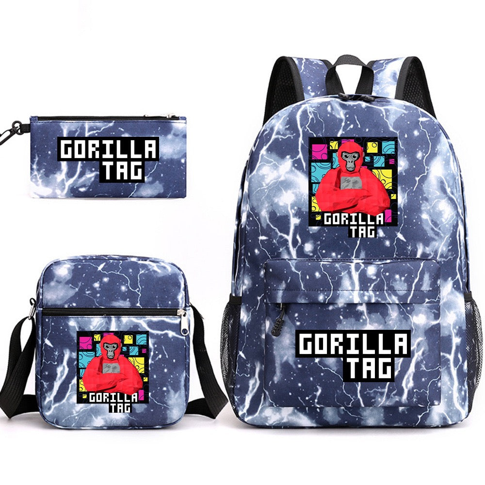 Gorilla Tag School Backpack Shoulder Bag Pencil Bags 3pcs Set