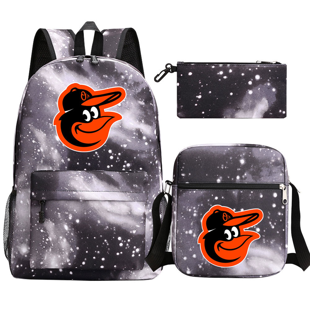Baltimore Orioles Baseball School Backpack Shoulder Bag Pencil Bags 3pcs Set