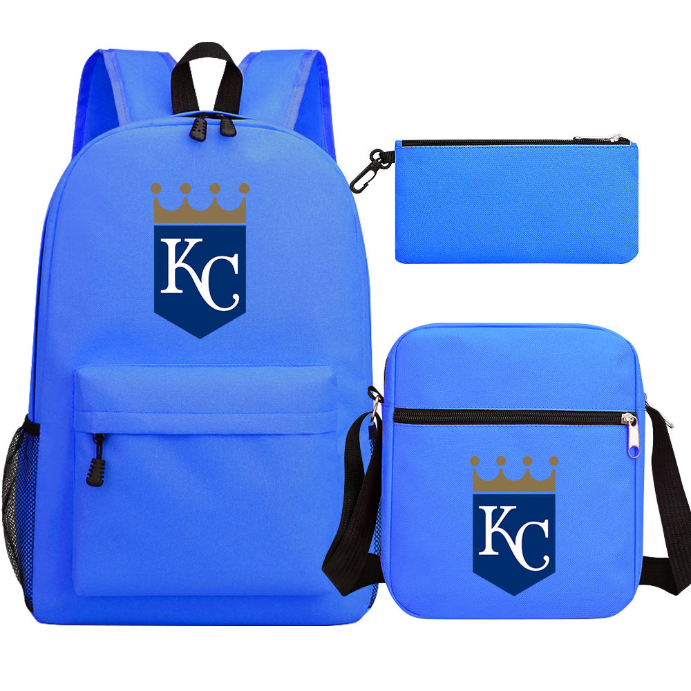 Kansas City Royals Baseball School Backpack Shoulder Bag Pencil Bags 3pcs Set