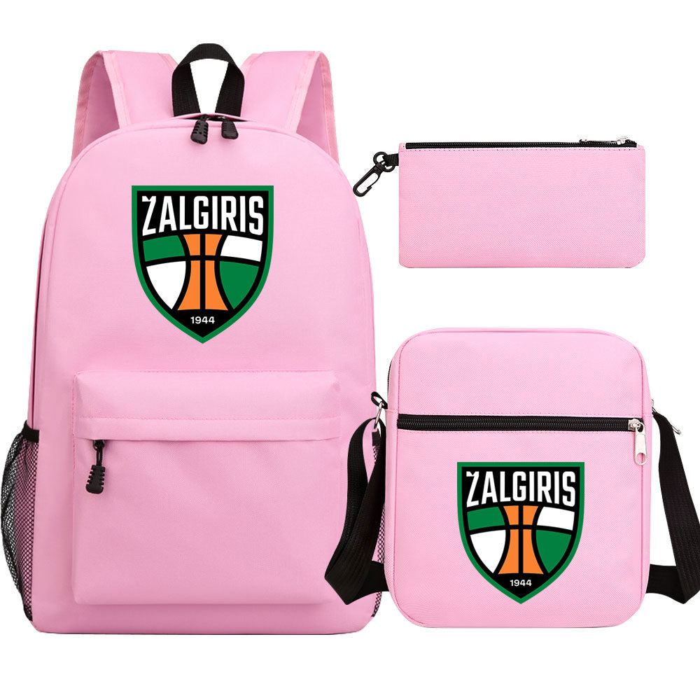 Zalgiris Basketball School Backpack Shoulder Bag Pencil Bags 3pcs Set