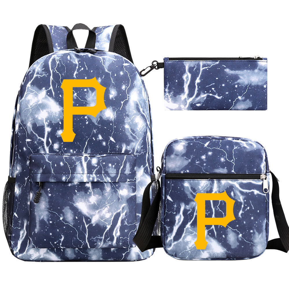 Pittsburgh Pirates Baseball School Backpack Shoulder Bag Pencil Bags 3pcs Set