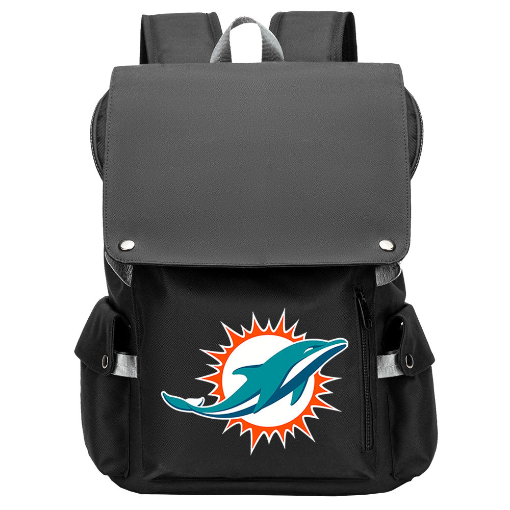 Miami Dolphins Football Team Rugby Laptop Backpack Oxford School Bag