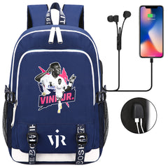 Vinicius Junior FC USB Charging Backpack School Note Book Laptop Travel Bags