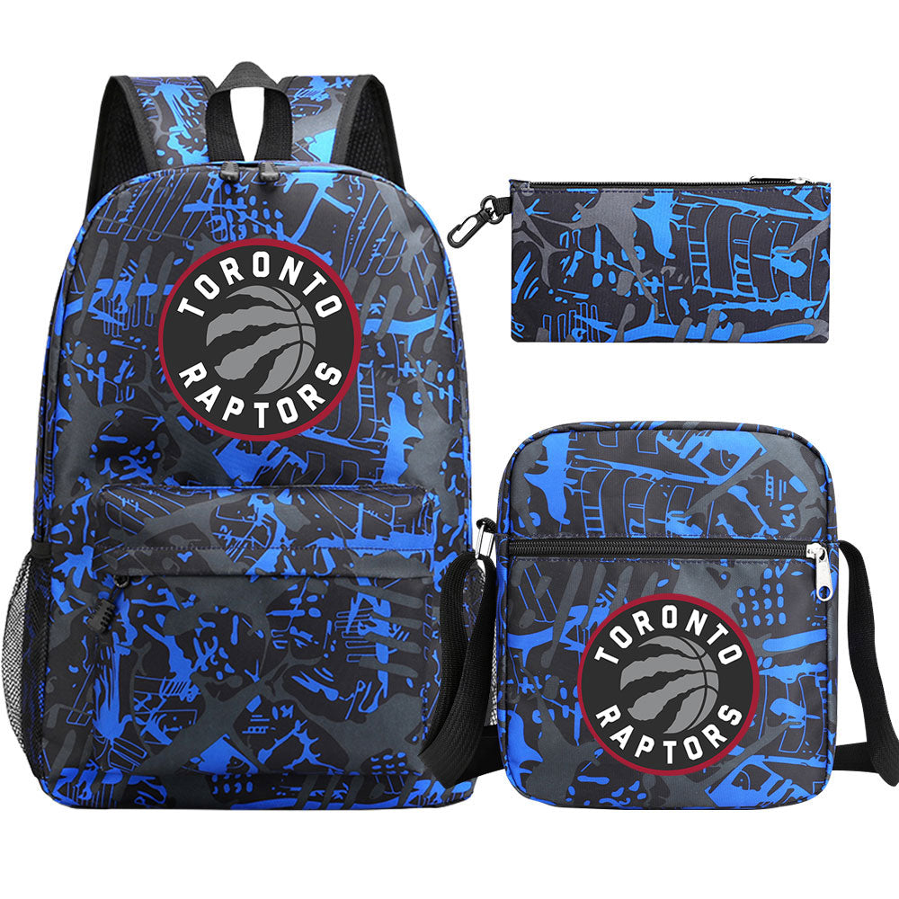 Toronto Raptors Basketball School Backpack Shoulder Bag Pencil Bags 3pcs Set