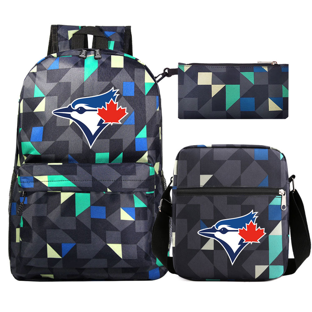 Toronto Blue Jays Baseball School Backpack Shoulder Bag Pencil Bags 3pcs Set