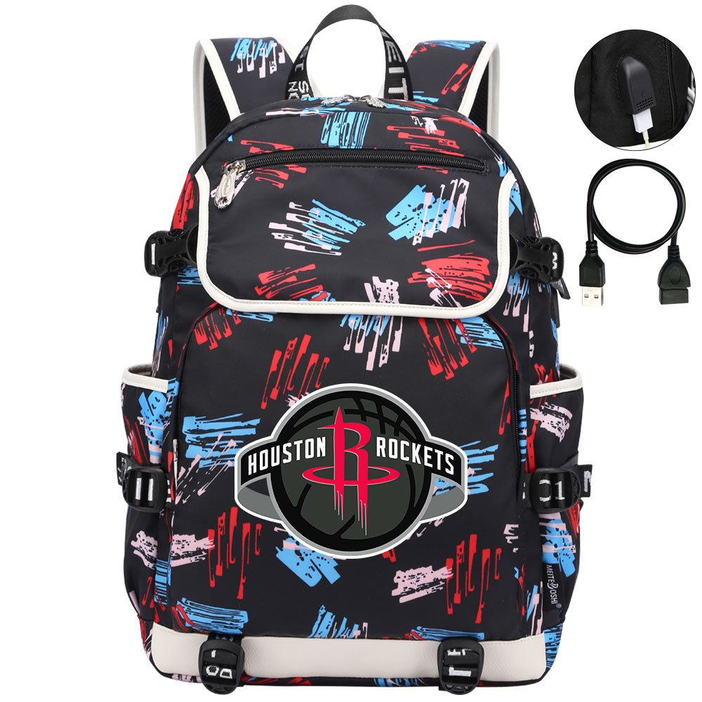 Houston Rockets Backpack School Notebook Travel Bags