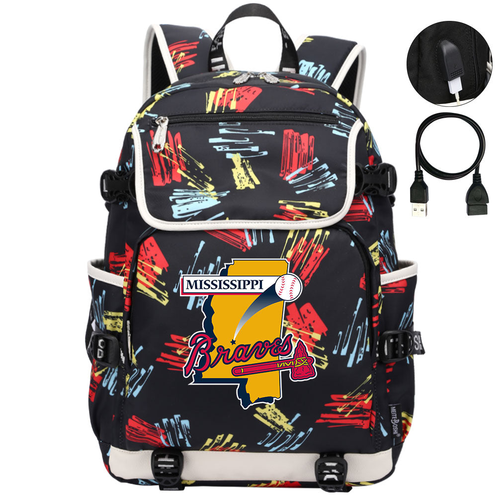 Mississippi Braves Backpack School Notebook Travel Bags