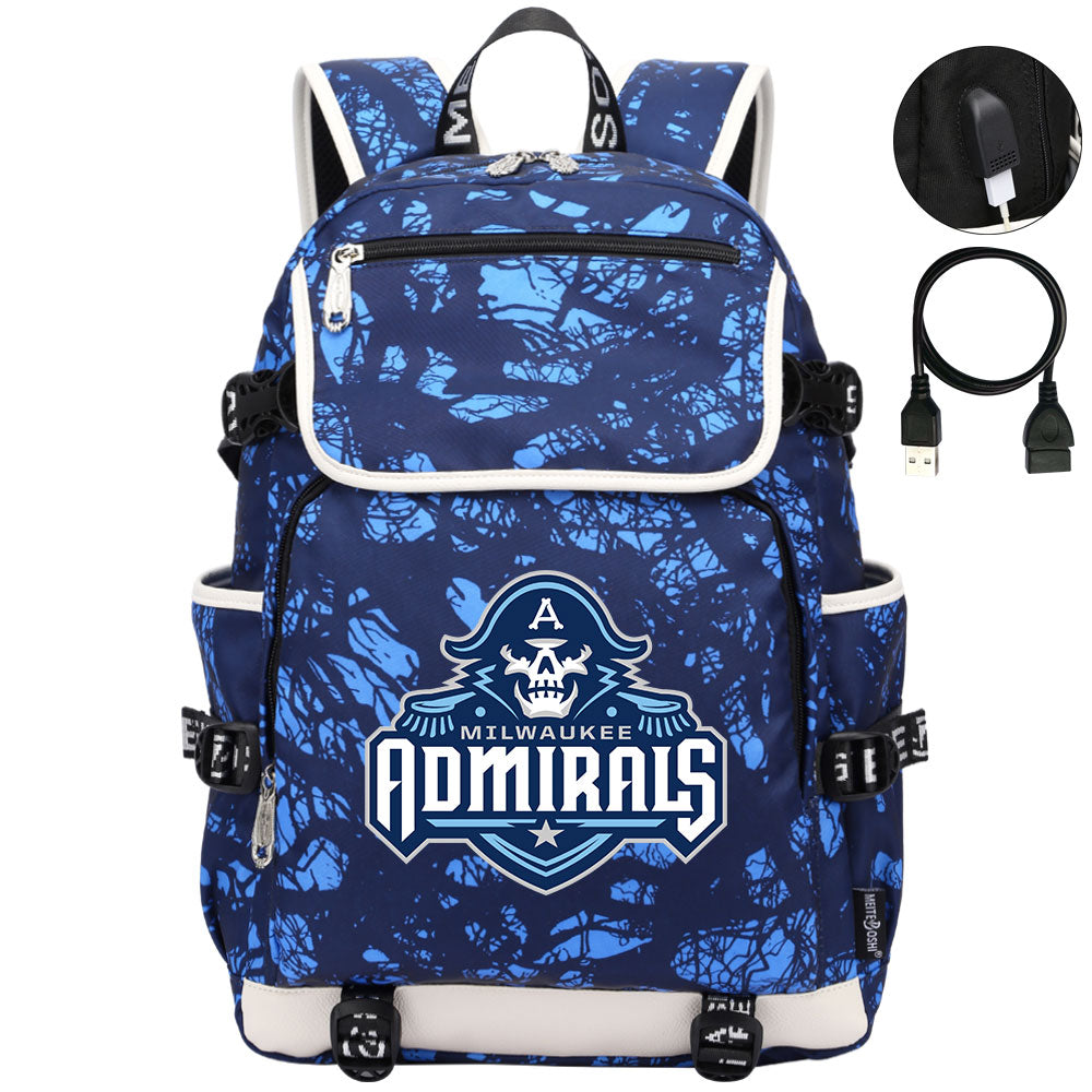 Milwaukee Admirals Hockey League Backpack School Notebook Travel Bag