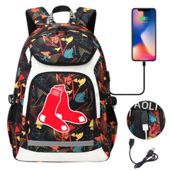 Boston Red Sox Backpack School Notebook Travel Bags With USB