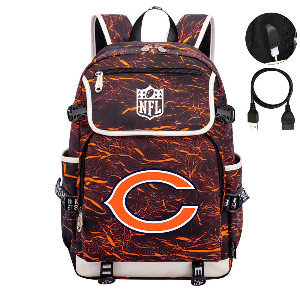 Chicago Bears Football Team Rugby Backpack School Notebook Travel Bag