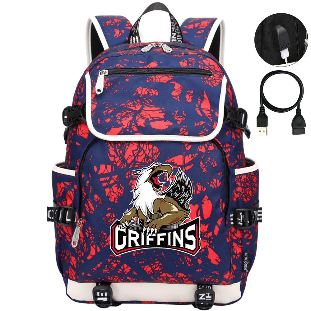 Grand Rapids Griffins Hockey League Backpack School Notebook Travel Bag