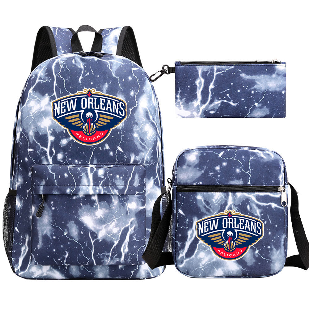 New Orleans Basketball School Backpack Shoulder Bag Pencil Bags 3pcs Set