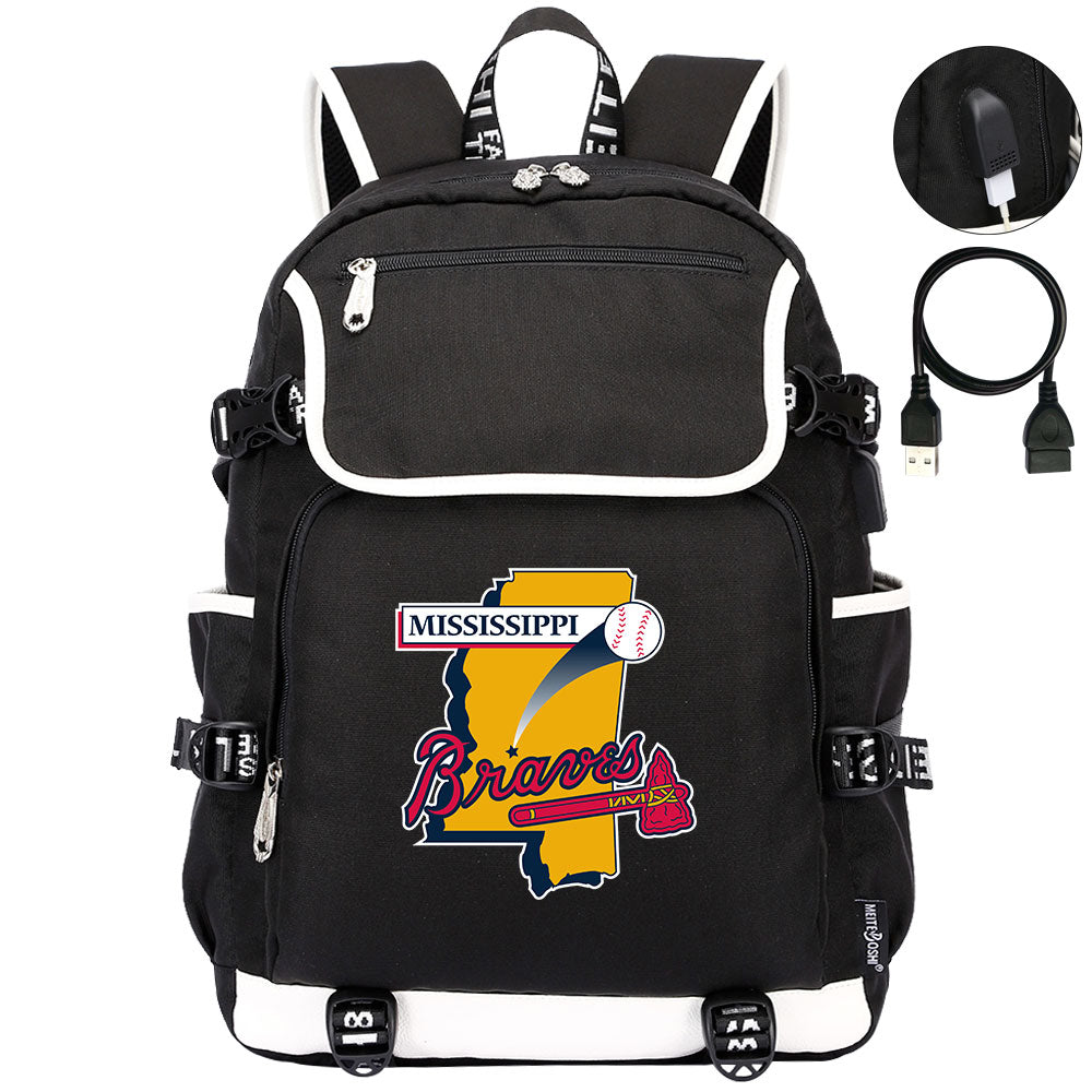 Mississippi Braves Backpack School Notebook Travel Bags