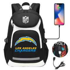 Los Angeles Chargers Football Rugby Backpack School Notebook Travel Bags With USB